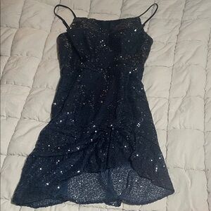 Elegant Navy Sequin Dress